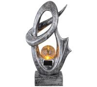 Lampe solaire pour décoration de jardin extérieur lampe de terrasse sol extérieur lampe solaire extérieur debout, avec effet de feu, boule de verre craquelée, 1x LED 3000K, LxH 25,5x45 cm