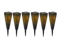 Lampe solaire pour le jardin, ronde, piquet de terre noir, doré LED Lampes solaires de jardin, plastique, 1x LED blanc chaud, LxlxH 7x7x33 cm, set de 6