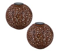 Lampe solaire pour l'extérieur Boule décorative solaire de jardin Lampe solaire rost piquet de terre, fleurs découpées, métal, LED blanc chaud, D 20 cm, lot de 2