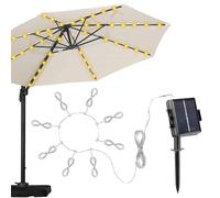 Lampe solaire pour parasol de cour - Guirlande de parasol étanche avec 8 modes d'éclairage | Lampe solaire décorative pour jardin, piscine, jardin, plage, pelouse
