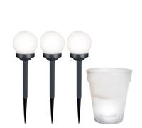 Lampe solaire prise lampe boule lumineuse extérieure avec piquet pot de fleur solaire, 1x pot de fleur 3x boule, ampoules LED, lot de 4