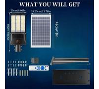 Lampe solaire - Projecteur de sécurité LED - 50 000 lumens - 1 panneau solaire - Détecteur de mouvement - Détecteur de crépuscule - Indice de protection IP65 - Aluminium