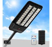 Lampe solaire - Projecteur LED - 1 unité - Télécommande - Détecteur de mouvement - Étanchéité IP65 - 6500 K - Pour usage extérieur