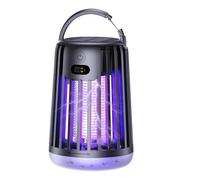 Lampe solaire rechargeable anti-moustiques, portable électrique d'extérieur anti-insectes, lumière violette pour terrasse, camping et jardin (noir)