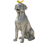 Lampe solaire résistante aux intempéries Jardin Chien Figurine 25 cm | Fonctionne à l'énergie solaire, charge de voiture pendant la journée, s'allume la nuit, pour labrador avec papillon