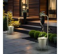 Lampe solaire robinet 30x LED décoration de jardin lampe d'extérieur lampe de terrasse, métal plastique argent, blanc chaud, LxH 17x62 cm, lot de 2