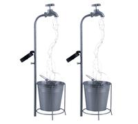 Lampe solaire robinet 30x LED décoration de jardin lampe d'extérieur lampe de terrasse, métal plastique argent, blanc chaud, LxH 17x62 cm, lot de 2