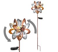 Lampe solaire Roue à vent Lampe solaire Piquet de terre Décoration de jardin Fiche de jardin solaire or argent, métal, LED blanc chaud, LxlxH 22x12x92 cm