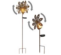 Lampe solaire Roue à vent Lampe solaire Piquet de terre Décoration de jardin Fiche de jardin solaire rouille, métal, LED blanc chaud, lot de 2