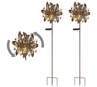 Lampe solaire Roue à vent Lampe solaire Piquet de terre Décoration de jardin Fiche de jardin solaire rouille, métal, LED blanc chaud, LxlxH 32x17,5x124 cm, set de 2