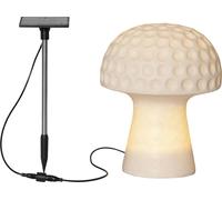 Lampe solaire « Sandy », champignon en grès, capteur crépusculaire, blanc naturel, H 24 cm