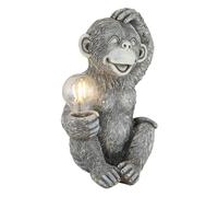 Lampe solaire singe Décoration de jardin Figurine animale Lampe solaire d'extérieur grise Singe, LED blanc chaud, LxlxH 20x15,5x27,5 cm