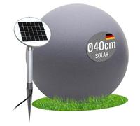 Lampe solaire sphérique, 40 cm, gris, LED, lumière blanc chaud, résistante aux intempéries