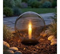 Lampe Solaire Sphérique D'Extérieur LED Bougie Effet Feu Fumée Pointe Jardin