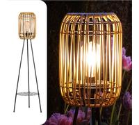 Lampe Solaire sur Pied Extérieure Led Gadgy, Lumière de Jardin Étanche Lanterne pour Balcon, Éclairage Durable à Trois Pieds en Rotin