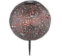 Lampe solaire sur piquet, boule lumineuse, lampe solaire enfichable, or antique, effet lumineux, métal, LED blanc chaud, DxH 26x37 cm