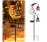 Lampe solaire sur piquet de Noël, Père Noël, bonhomme de neige, lune | Lanterne à suspendre en résine imperméable pour jardin, allée, terrasse, pelouse, etc
