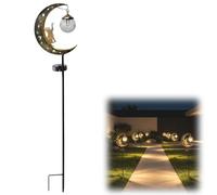 Lampe solaire sur piquet en forme de colibri, globe en verre craquelé avec LED chaude, croissant en métal, étanche, pour cour, terrasse, pelouse, jardin, cadeaux pour maman, grand-mère (boule à