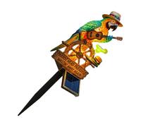 Lampe solaire sur piquet pour oiseaux avec lueur chaude, décoration extérieure île pour cour, bordure de jardin, patio, allée, statue de cour, lampe décorative pour oiseaux, allée, décoration solaire