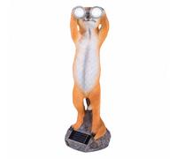 Lampe solaire suricate figure de jardin lumière décorative balcon lumière terrasse, IP44, batterie, marron blanc, 1x LED, HxLxW 39,5x13x12 cm