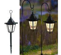 Lampe solaire suspendue vintage 2-en-1 avec piquet de sol, lumière solaire LED étanche pour l'extérieur, lanterne en verre vintage avec allumage/extinction automatique, convient pour le jardin, la pel
