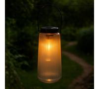 Lampe Solaire Suspension Luminaire de Jardin Lanterne Verre Clair LED H 25 CM
