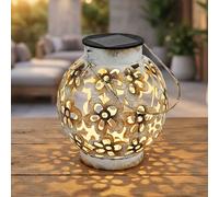 Wind light lampe de table solaire jardin lampe solaire LED suspension IP44 suspension, motif métal antique blanc jaune, 1x LED 3000K, DxH 15x14 cm