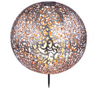 Lampe solaire vent lumière boule de jardin solaire oriental, lampe à brancher LED IP44, pointe de terre, motif en métal gris argent antique, 1x LED 3000K, DxH 40x50 cm
