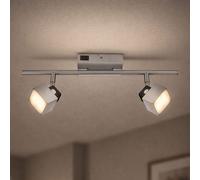 Applique murale LED 2 spots spot plafonnier orientable chrome, 2x 5W 350Lm blanc chaud, LxPxH 40x6x17 cm