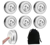 Lampe Spot LED Autocollant, Lampe Adhésive LED, Spots Lampe LED Sans Fil, Lampe Autocollante à Piles, Veilleuse LED, Lampe LED pour Escaliers, Placard, Armoire, Le Couloir (Sans Batterie), Argent