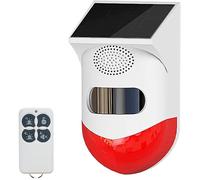 Lampe stroboscopique solaire détecteur de mouvement et sirène d'alarme extérieure avec télécommande, étanche et 4 modes (1 unité)