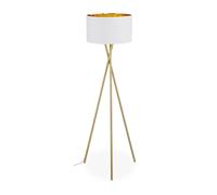 Relaxdays Lampadaire trépied blanc et or