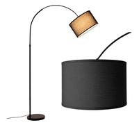 Lampe sur pied arc avec abat-jour textile noir de 40 cm, base en marbre, hauteur réglable jusqu'à 180 cm, E27
