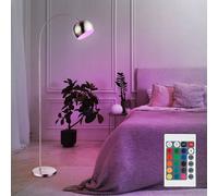 Lampadaire boule arc lampe chrome lampe de salon sur pied, abat-jour mobile, télécommande dimmable, 1x LED RVB 8,5W 806Lm blanc chaud, HxLxP 150x58x24,5 cm