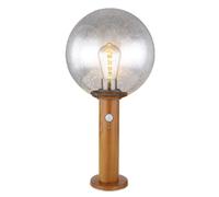 Lampe sur pied avec détecteur de mouvement Lampe sur pied d'extérieur Lampe sur pied d'extérieur avec détecteur de mouvement, aluminium aspect bois boule de verre, aspect bulle, 1x douille E27, DxH 25