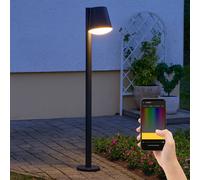 Lampadaire LED intelligent, lampadaire, lampadaire, lampe d'extérieur, lampe de porte d'entrée, lampe de jardin, contrôle d'application, anti-éclaboussures, 9W 806lm 3000K, H 96,5 cm Eglo 97483