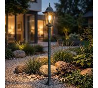 Lampadaire d'extérieur LED vert et noir, lanterne rétro, lampe d'extérieur sur pied, aluminium moulé sous pression, 7 W, 806 lm, blanc chaud, H 120 cm