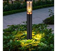 Lampe d'extérieur Lampadaire Lampes d'extérieur de jardin noir brun argent IP44, acier inoxydable plastique, 1x LED blanc chaud, DxH 7,6x110cm Schwarz