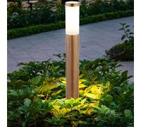 Lampe d'extérieur Lampadaire Lampes d'extérieur de jardin noir brun argent IP44, acier inoxydable plastique, 1x LED blanc chaud, DxH 7,6x110cm Braun