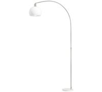 Lampe sur pied Moonbite, 180 cm, avec socle en marbre, abat-jour rond et tête incurvée, douille E27, interrupteur au pied, réglable, métal, blanc