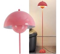 Lampe sur pied nordique rose, base parabolique, douille E27, pour salon, salle à manger ou chambre.