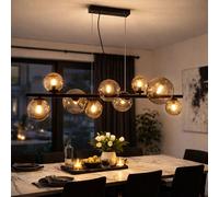 Lampe Suspendu Pendule Salle à Manger Verre Fumé 9 à Flammes Cuisine LED 120cm