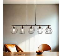 Lampe suspendue 5 flammes, Lampe suspendue table à manger, Noir Lampe cuivre, L:97 cm, E27, Lampe de salon, Lampe de style industriel, Lampe suspendue Moderne