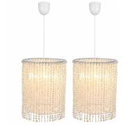 Lampe suspendue à LED double, lustre en cristal, suspension en tissu, pendentif en cristal, H 100 cm