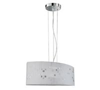 Lampe suspendue, abat-jour en verre opale, lampe de salon, lampe de cuisine, métal, verre, motif satiné, 2 douilles E27, LxlxH 50x20x150cm