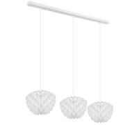 Lampe suspendue, blanche, lampe de cuisine suspendue Lampe suspendue, chambre à coucher, 3 flammes, feuilles décoratives, moderne, métal, 3 douilles E14, HxLxP 120x101x26 cm