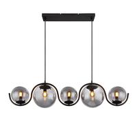 Lampe suspendue boules fumée lampe de salle à manger 5 ampoules lampe suspendue noire, 5x douilles E14, LxlxH 100x20x120 cm