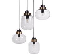 Lampe Suspendue Contemporaine Ronde Abat-Jour Verre Métal Transparent Gris Zayan