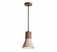 Lampe suspendue créative en corde de chanvre avec abat-jour en travertin