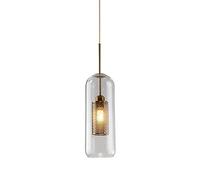 Lampe suspendue de plafond vintage d'intérieur, 1 luminaire, lustre industriel en métal réglable hauteur avec abat-jour verre, for lampe couloir chambre à coucher loft d'îlot cuisine